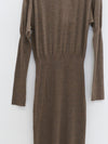 OUDE WAAG 25 Fall/Winter Asymmetrical Neck Wool Knit Dress OW-OW-25AW-KD05W1BR430-HZ Gray Brown